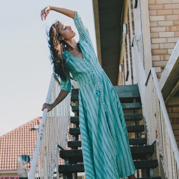 Spell Mint Green Striped Maxi Dress - Picture 2 of 4